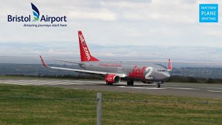 Windy Day at Bristol Airport  Arrivals and Departures  Plane Spotting [upl. by Enenaj]