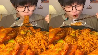 ASMR MUKBANG  Honey Braised Pork Ribs Snail Noodles [upl. by Xylina]