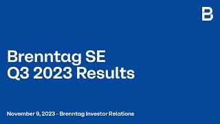 Brenntag SE  Q3 2023 Results Presentation [upl. by Iemaj]