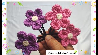 Presilhas com flores de crochê  Crochet flower hairclip [upl. by Erl707]