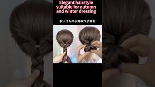 Elegant hairstyle suitable for autumn and winter dressing hairstyle hair bun beauty beautiful [upl. by Boyden]