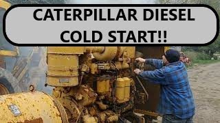 Caterpillar D337F Diesel with 150 kw Kato generator Cold start after 20 years no ether [upl. by Enner]