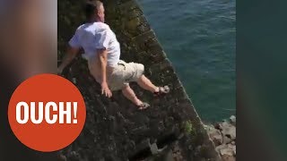 Tombstoning stunt goes horribly wrong when man lands on his back [upl. by Milone]