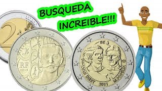 Busqueda Monedas 2 Euros 600€ Coin Roll Hunting 22 Conmemorativas [upl. by Karie]