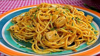 Cocina una deliciosa pasta en 10 minutosreceta fácil espaguetis con polloA mi manera [upl. by Bueschel]