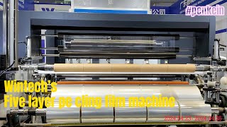 5 layer casting pe cling film machine8 micron1500mm high speed casting film machineWINTECH 2024 [upl. by Aoket]