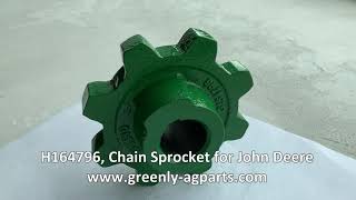 H164796 John Deere 8 Tooth Steel Elevator Chain Sprocket Manufacturer  GreenlyAgParts [upl. by Tlok]