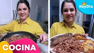 Receta de arroz de gallo pinto  Hoy Día  Telemundo [upl. by Nickolai921]