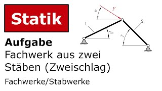 🔧 Fachwerk aus zwei Stäben Zweischlag Technische Mechanik Statik Allgemeines Kräftesystem [upl. by Nanyt]