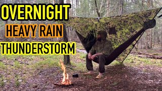 Solo Overnight in Thunderstorm Heavy Rain Hammock camping mountains [upl. by Drucy249]