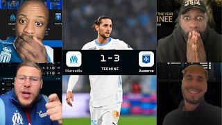 AUXERRE HUMILIE LOM AU VÉLODROME 13  COMPILS DES REACTS om auxerre ligue1 [upl. by Manny656]