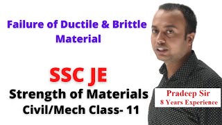 Failure of Ductile amp Brittle Material in Hindi SOM Classes 11 Civil Mechanical SSC JE Classes [upl. by Llabmik]