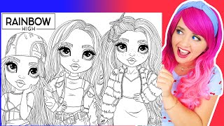 Coloring Rainbow High Dolls Ruby Skyler amp Poppy Coloring Pages  Ohuhu Art Markers [upl. by Medlin]