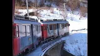 Kickingup Snow on a Berninabahn Winter Ride from Poschiavo to Pontresina [upl. by Sille16]