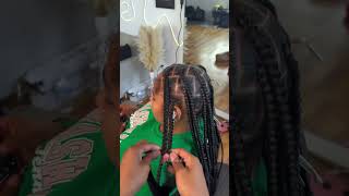 Jumbo knotless Braids 🔥 boxbraids braidinspo braids hairstyle [upl. by Nehttam]