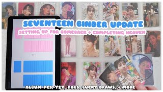 organizing  storing new kpop photocards in my seventeen binders 🌈☁️🌸 heaven pcs  comeback set up [upl. by Chelton]