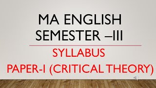 MA ENGLISH SEMESTER III SYLLABUS II ALL MP GOVT UNIVERSITIES II APSU UNIVERSITY II PG ENGLISH SYLLAB [upl. by Aseek]