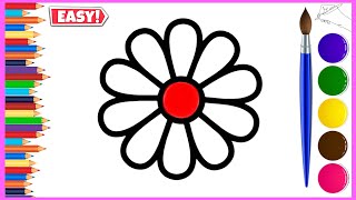 Easy StepbyStep Flower Drawing for Kids 🌸🌼  Fun Art for Toddlers 🌸🌼 [upl. by Etnoek703]