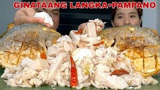 GINATAANG LANGKA AT PRITONG PAMPANO MUKBANG  FILIPINO FOOD MUKBANG  MUKBANG PHILIPPINES [upl. by Wurster240]