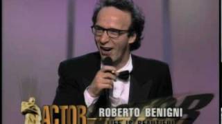 Roberto Benigni Wins Best Actor  71st Oscars 1999 [upl. by Nekcerb]