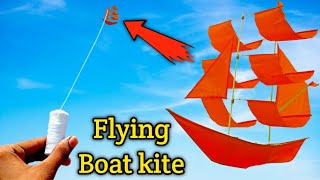 How to make ship kite  how to make boat kite patang kese banate hai  kite making from plastic bag [upl. by Kellsie928]