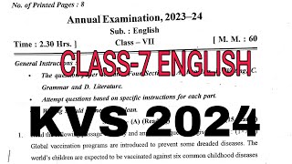 CLASS7 ENGLISH 2024  SEE Annual Exam Question Paper  TERM2 KV CBSE  PM Shri Kendriya Vidyalaya [upl. by Nosyrb]