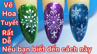 Cách vẽ design 3 mẫu nails hoa tuyết đơn giản [upl. by Leigh]