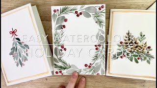 How To Make Easy Watercolor Holiday Cards [upl. by Sherard]