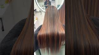 Wooden colour highlights  by VINEETHAIRFORCE brownhaircolor highlights brownhair ￼ [upl. by Nylear]