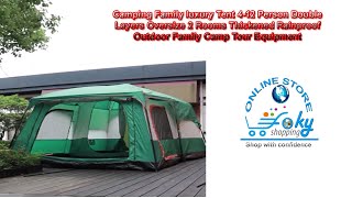 Camping Family luxury Tent 4 12 Person Double Layers Oversize 2 Rooms Thickened Rainproof Outdoor Fa [upl. by Inttirb966]