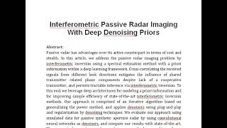 Interferometric Passive Radar Imaging With Deep Denoising Priors [upl. by Llerod586]