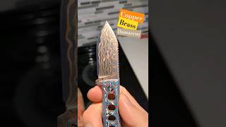 Beautiful CopperBrass Damascus Blade  QSP Canary Fixed Blade qsp everydaycarry edc edcgear [upl. by Jangro]