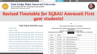 Revised Timetable for SGBAU Amravati First year students sgbauwinterexam [upl. by Inami690]