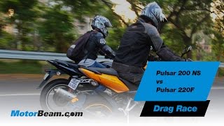 Pulsar 200 NS vs Pulsar 220F  Drag Race  MotorBeam [upl. by Ilak]