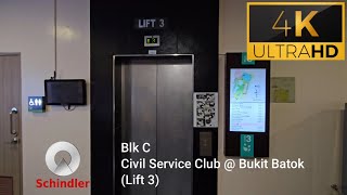 Schindler lift 3 at Blk C Civil Service Club  Bukit Batok [upl. by Steere]