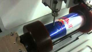 Gravograph M40 engraving a Red Bull Energy drink Aluminum can [upl. by Llenram]