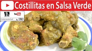 CÓMO HACER COSTILLITAS EN SALSA VERDE  Vicky Receta Facil [upl. by Elfrida]