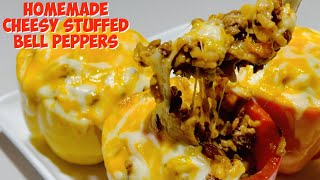 HOMEMADE CHEESY STUFFED BELL PEPPERS  ZATARAIN’S RED BEANS amp RICE  PERLYDEE [upl. by Dzoba]