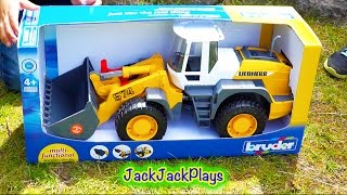 Construction Toys UNBOXING  Bruder Liebherr Front Loader and Digging Site Set  JackJackPlays [upl. by Ahseyi237]