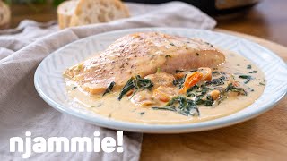 Zalm in spinazieroomsaus Recept  njammie [upl. by Codd173]