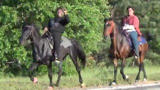 2 Young Riders at Gaited Horse Trail Ride of Eat Greedy Stables in Texas [upl. by Risan350]