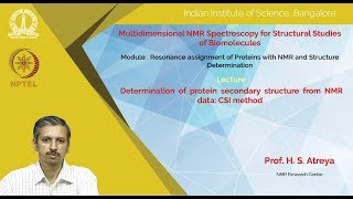 cy12noc19 lec31 Determination of protein secondary structure from NMR data CSI method [upl. by Sanborne]