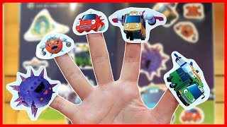 Learn Colors Tayo Sticker Finger Family Song The Little Tayo Bus Toy Cars NY Play [upl. by Enived52]