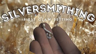 Silversmithing First Claw Setting with a new tool [upl. by Ligetti]