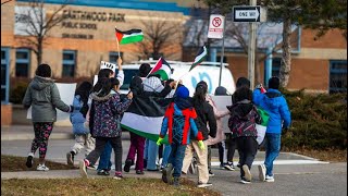 YOUNGEST PROTEST EVER Elementary kids pound sidewalk in support of Palestinians [upl. by Alphonso]