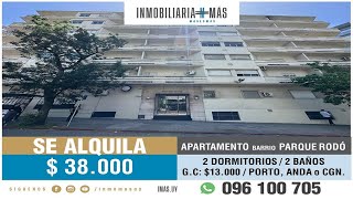 En Alquiler  Apartamento 2 Dormitorios  2 Baños  Parque Rodó [upl. by Nwahsiek]