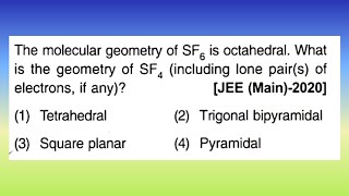 The molecular geometry of SF6 is octahedral What is the geometry of SF4I Krishna Ke Doubts [upl. by Grubb]