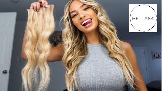 Clipin Hair Extensions Tutorial 20”  Bellami Hair [upl. by Vanderhoek504]