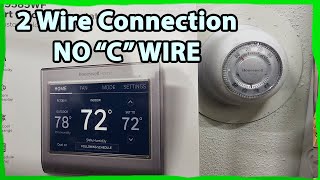 How to connect Smart Honeywell Thermostat No C Wire  2 Wire Connection [upl. by Acireh]