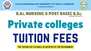 KNRUHS  BScNursing PVT Colleges tuition fees details knruhs bscnursing ntruhs warangal [upl. by Jarl]